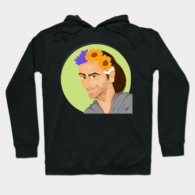 David Tennant wearing a flower crown Hoodie by AC Salva